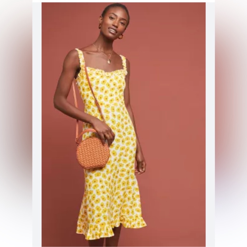 Nwot Anthropologie Faithfull The Brand Constance Noemie Sunflower Dress Xl